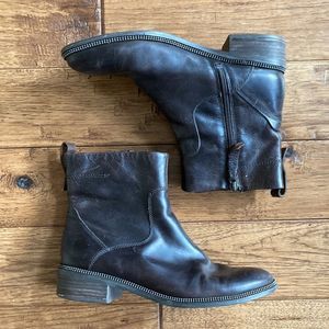 Franco Sarto Brindle Leather Ankle Boots Booties Dark Brown Distressed Size 8